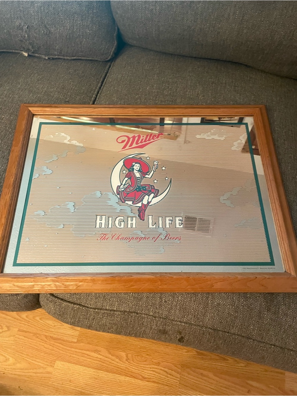 Miller High Life Framed Mirror Sign - Red, Cream, Teal